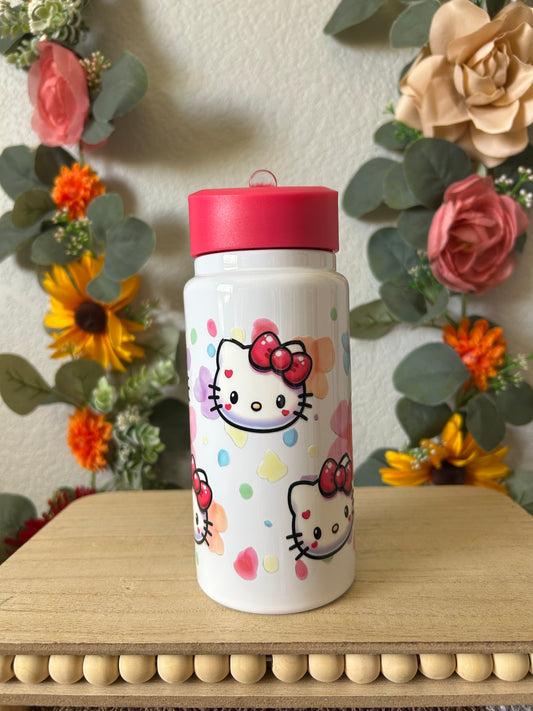 Kitty Stainless Kids Flip Straw Cup